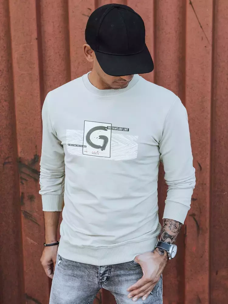 Bluza męska z nadrukiem beżowa Dstreet