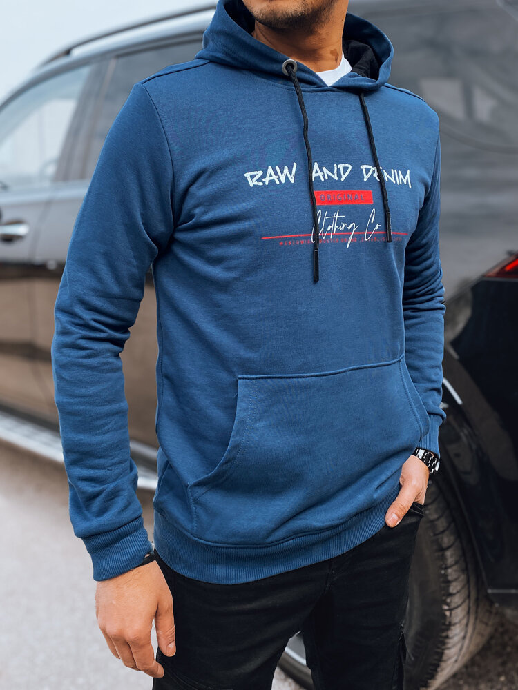 Bluza męska z nadrukiem niebieska Dstreet