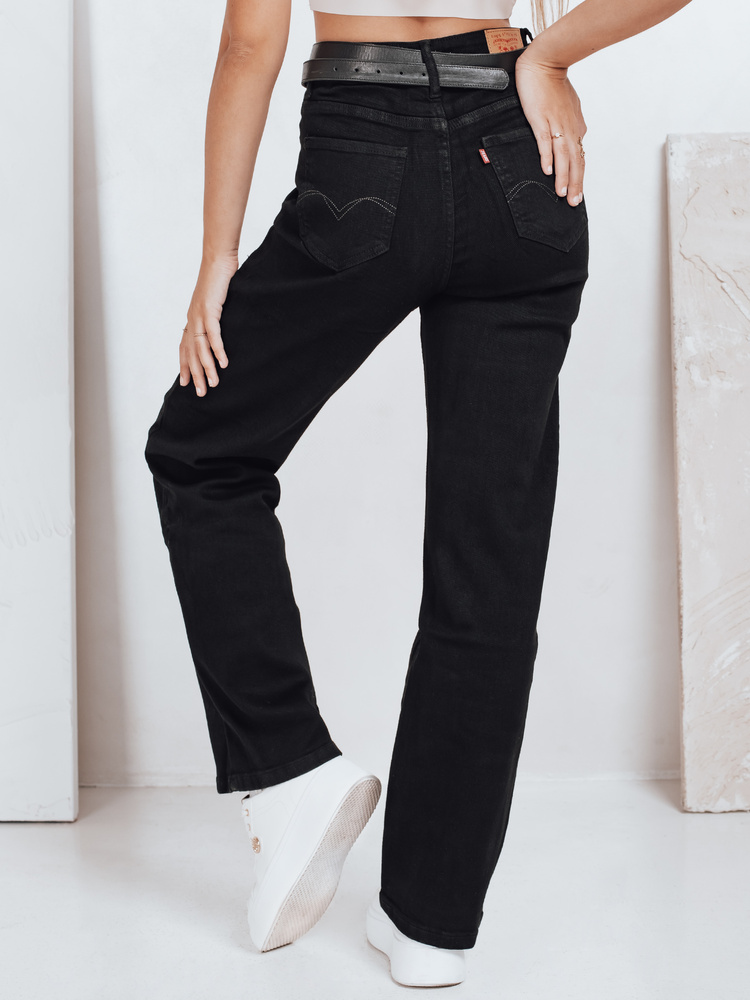 Jeansy damskie wide leg czarne Dstreet