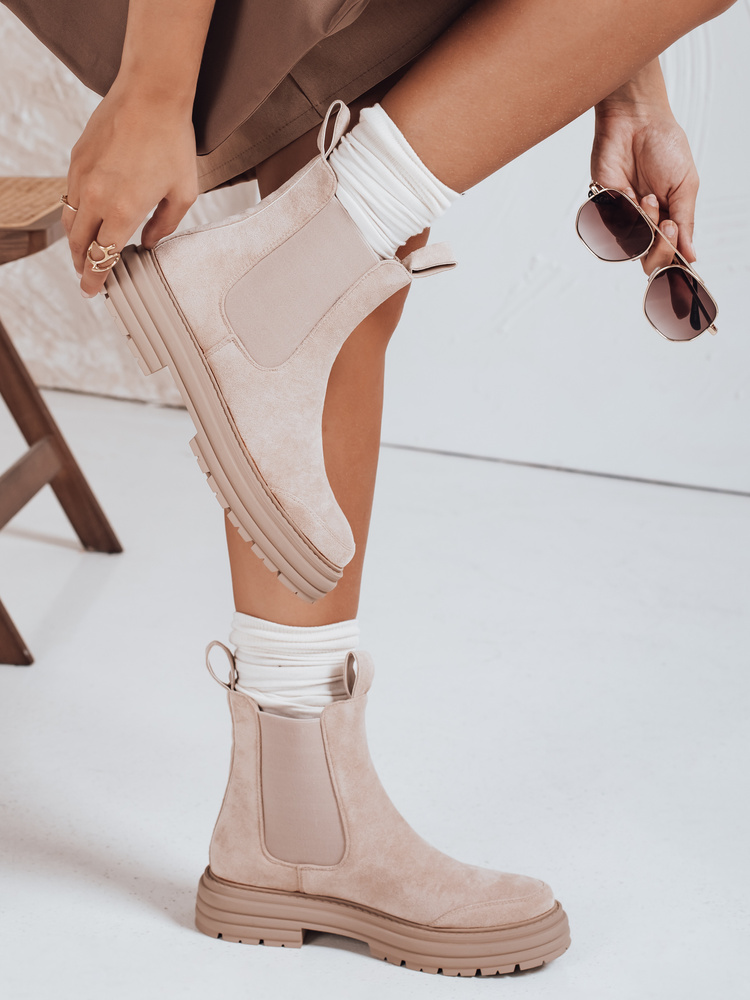 Botki damskie MADDEN beżowe Dstreet