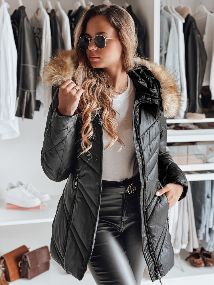 Kurtka zimowa damska pikowana SOLARIS czarna Dstreet