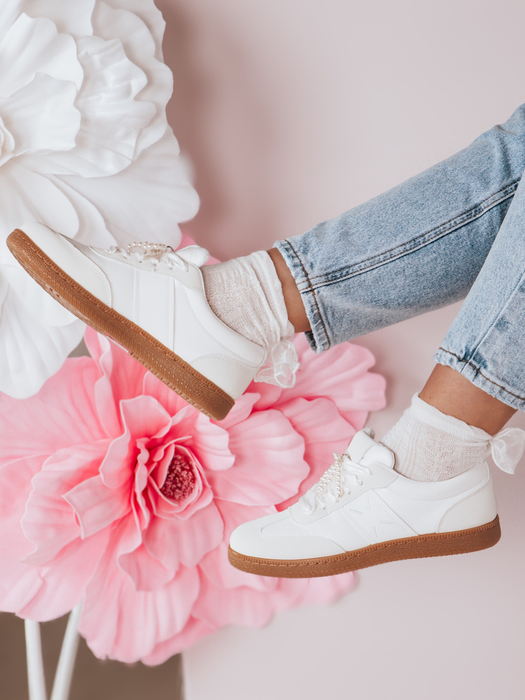 Teniși sport albi pentru femei PEARLSTEP