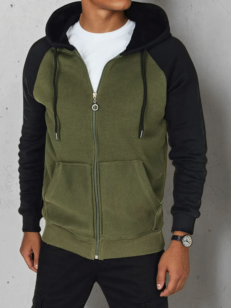 Bluza męska rozpinana z kapturem khaki Dstreet
