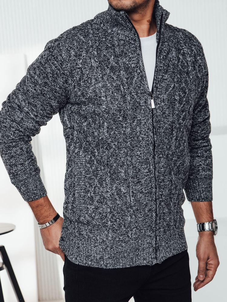 Sweter męski rozpinany szary Dstreet