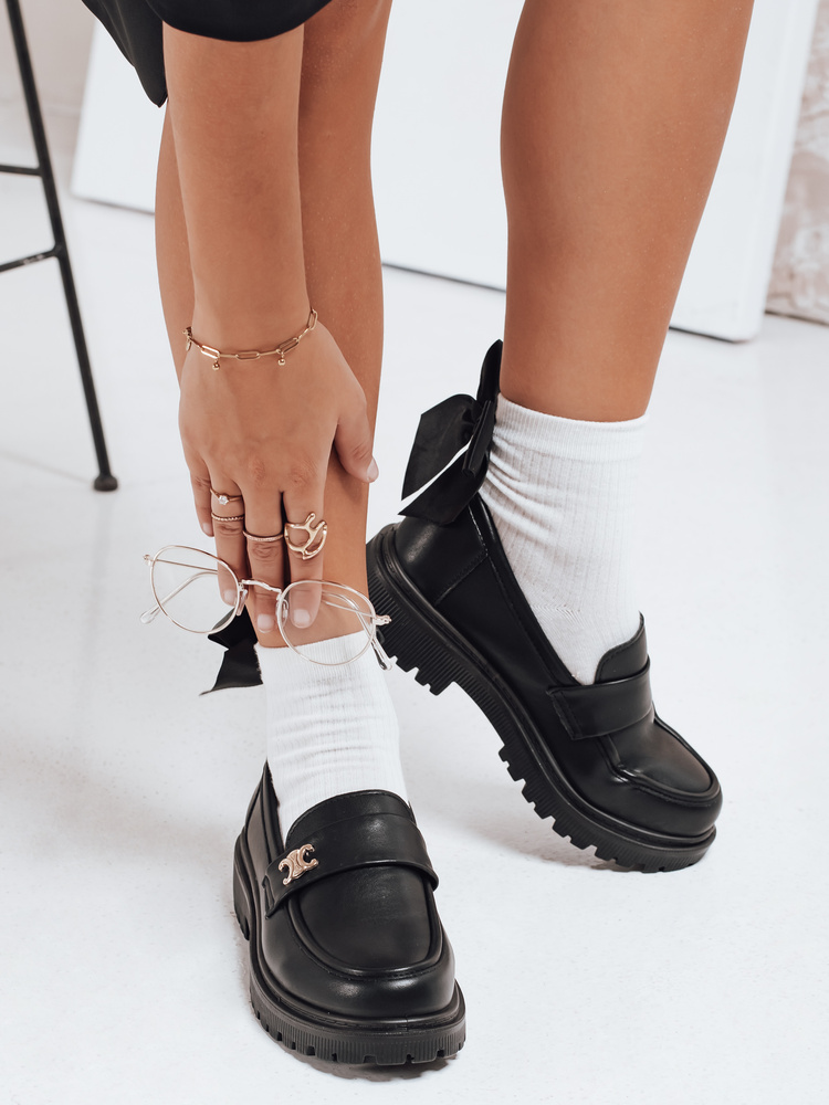 Mokasyny damskie czarne Dstreet