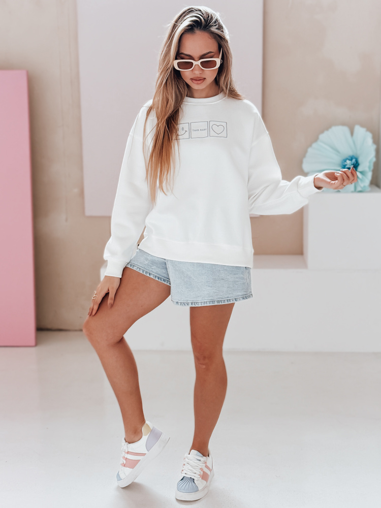 Bluza damska oversize z haftem EASYJOY biała Dstreet