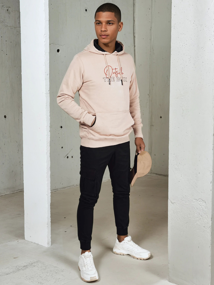 Bluza męska z kapturem beżowa Dstreet