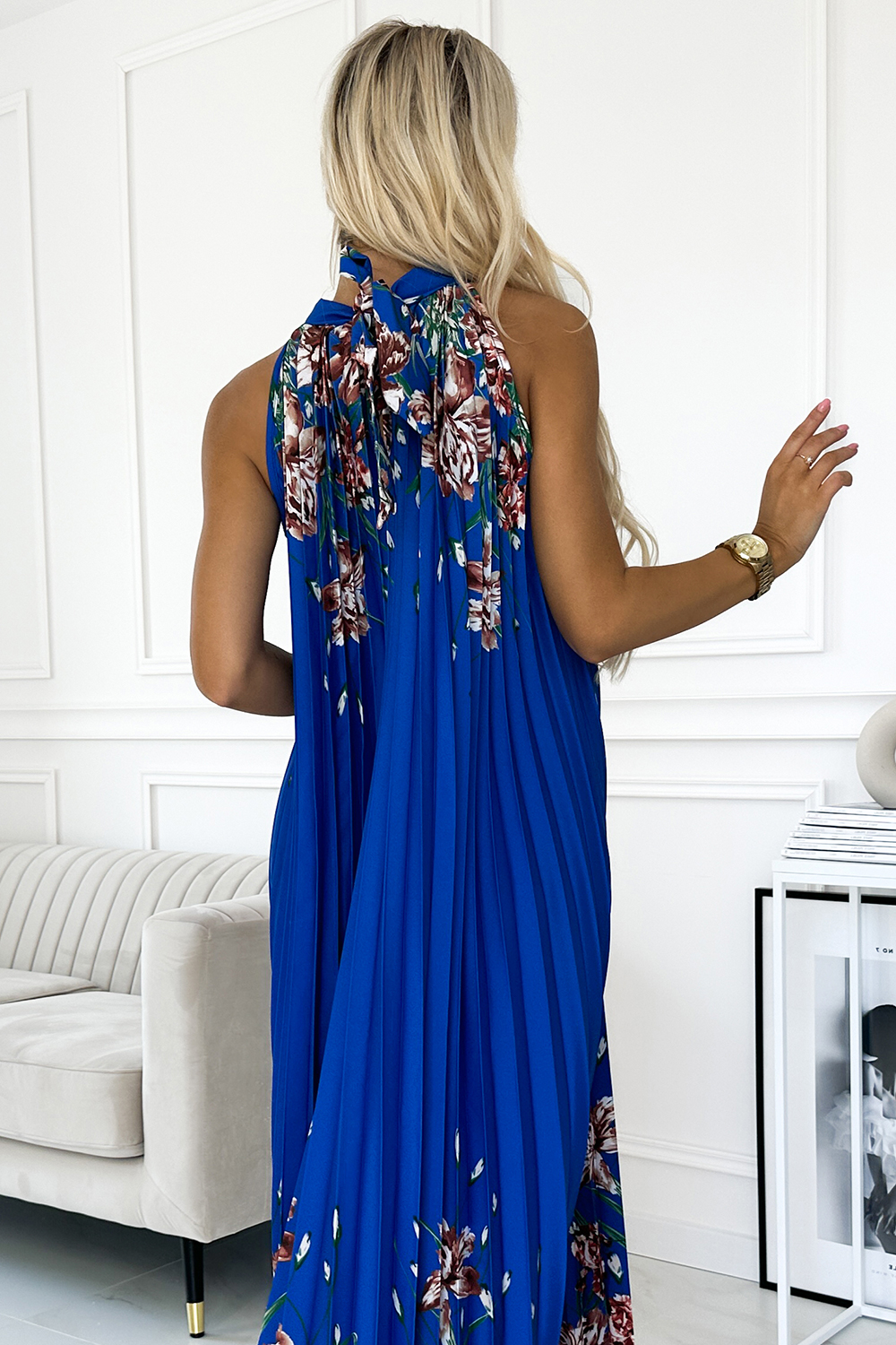 Pleated satin maxi dress Numoco