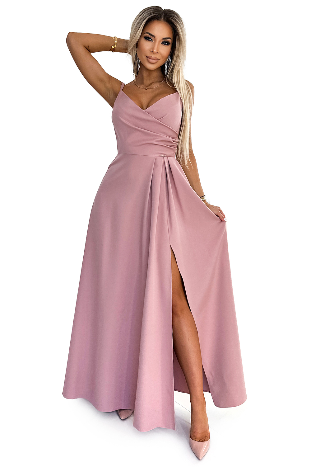 Elegantní maxi dlouhé šaty na ramínka Numoco