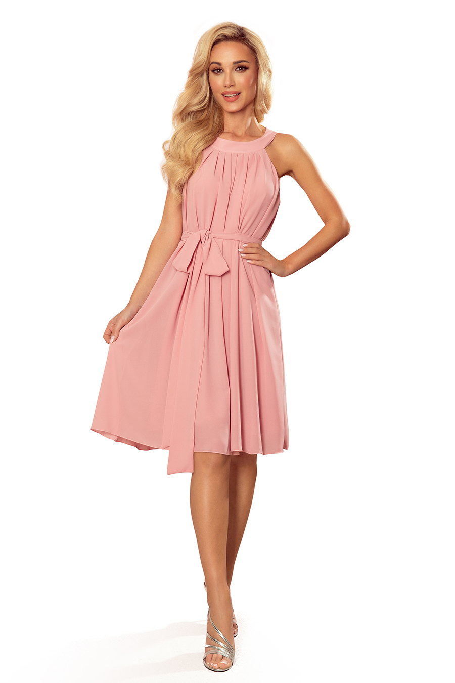 Chiffon dress with tie Numoco