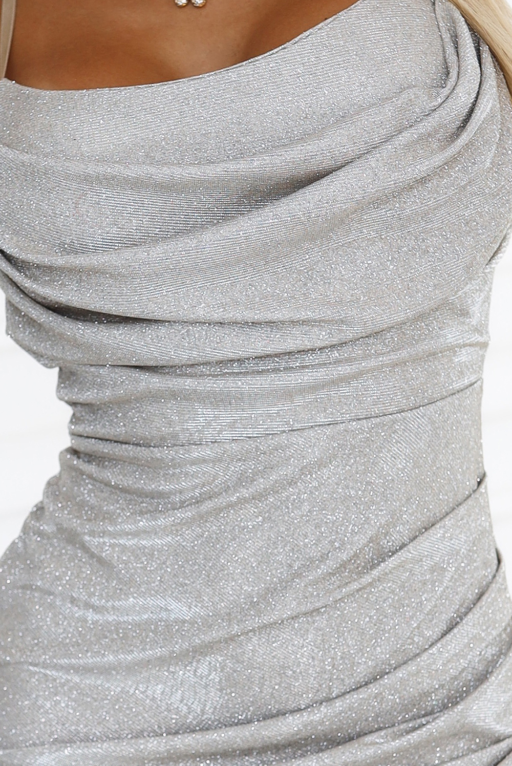 563-1 COSIMA Shiny, glamorous draped dress - champagne color