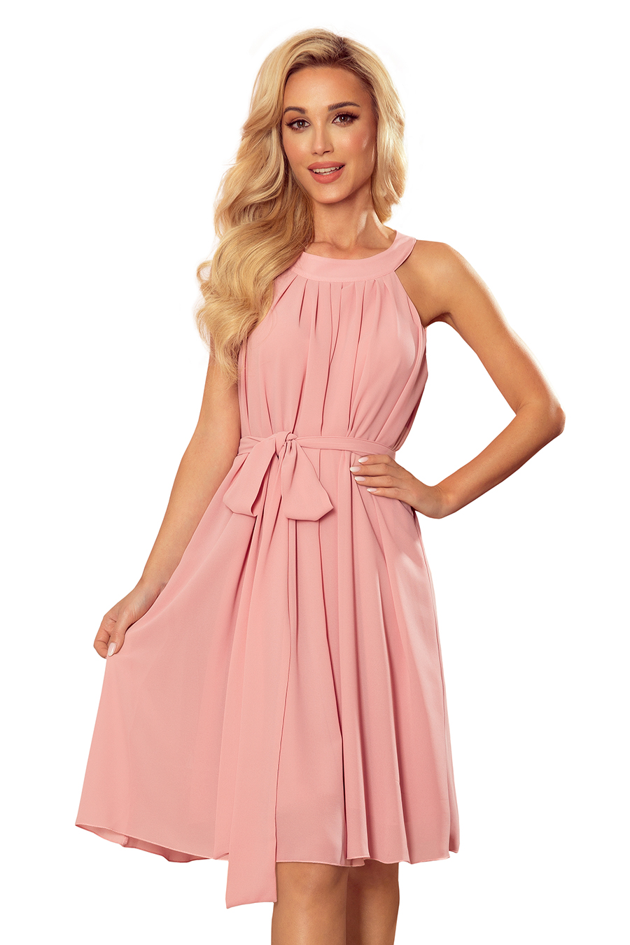 Chiffon dress with tie Numoco