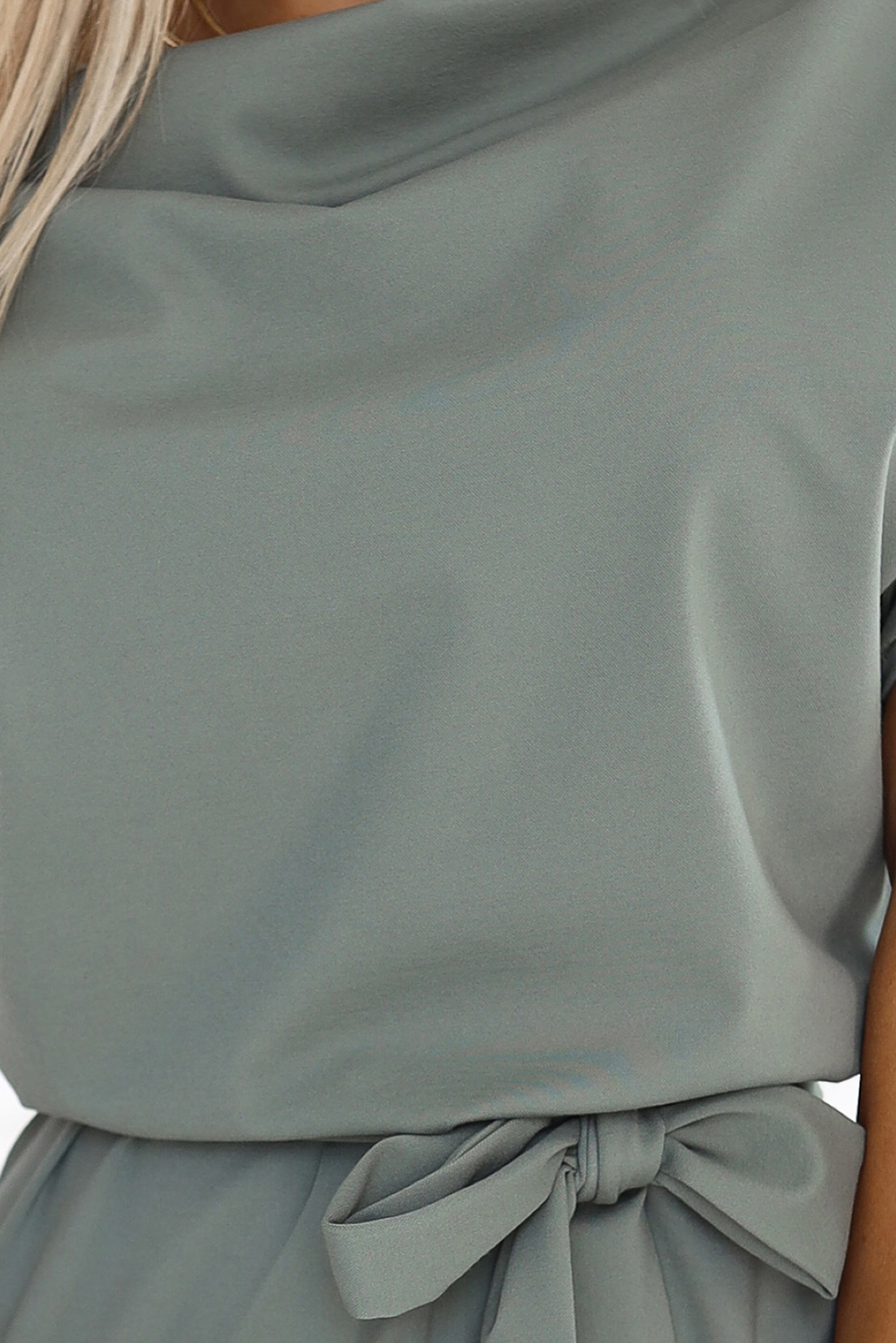 240-4 ROXI skirt from asymmetryczną spódnicą i paskiem - color OLIWKOWY