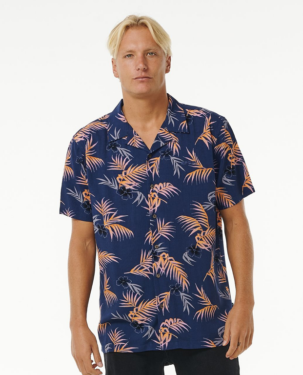 Košile Rip Curl SURF REVIVAL FLORAL S/S SHIRT Washed Navy