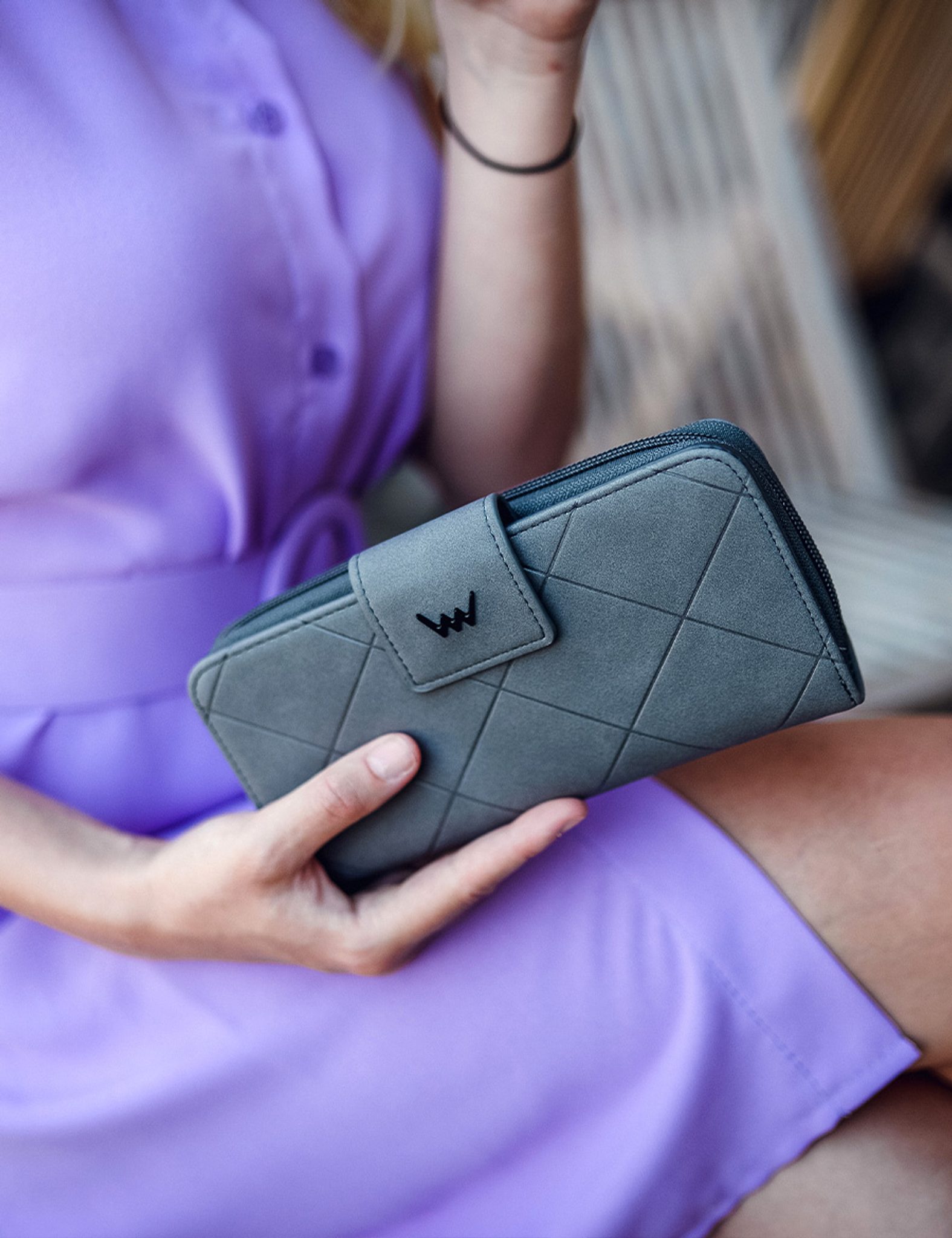 Portofel elegant gri Noelle Grey