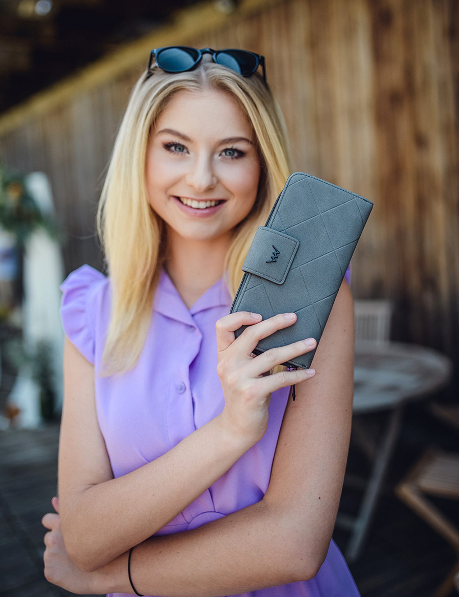 Portofel elegant gri Noelle Grey