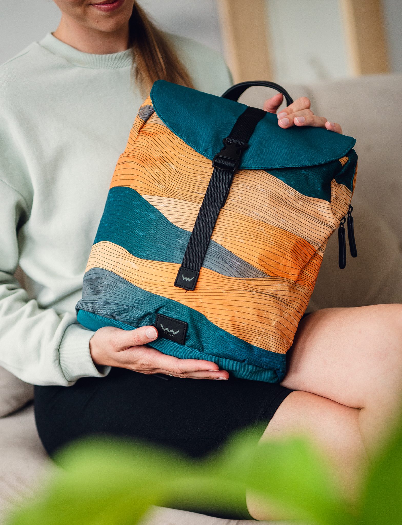 VUCH Corbin Waves Green city backpack