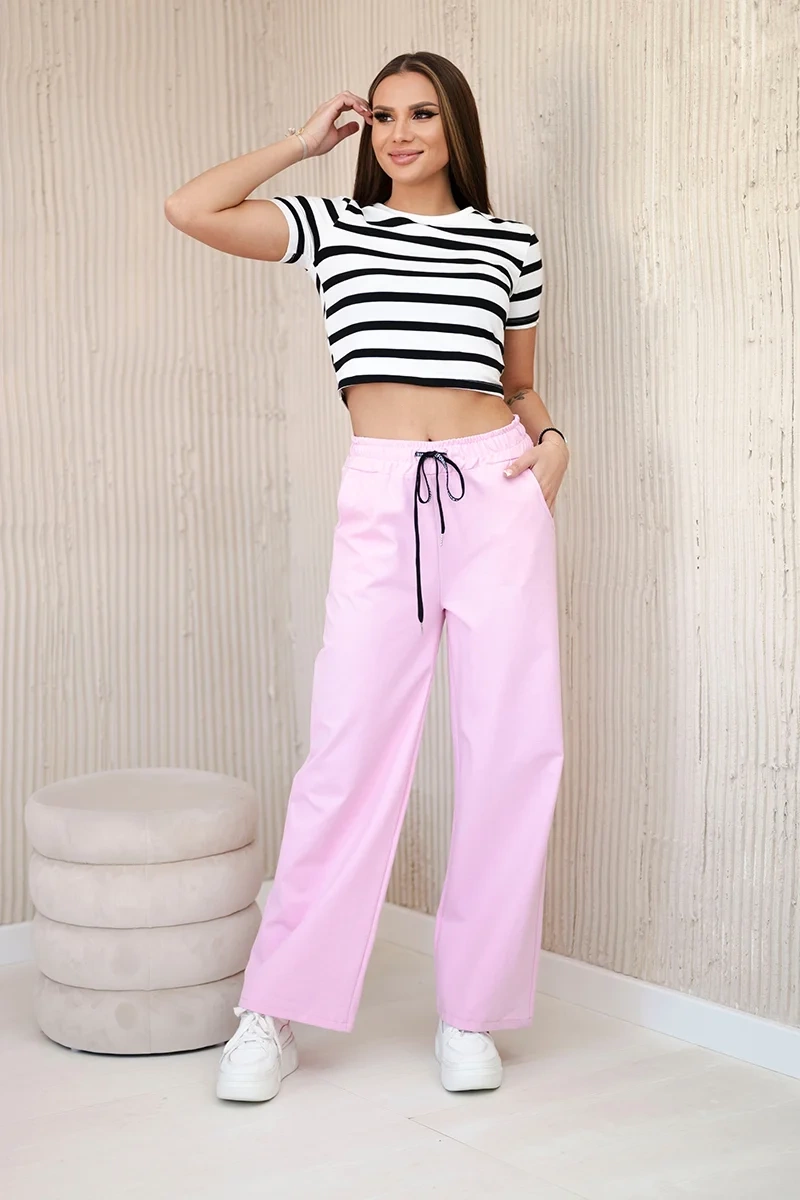 Kesi Włoski Punto pants with wide legs light pink