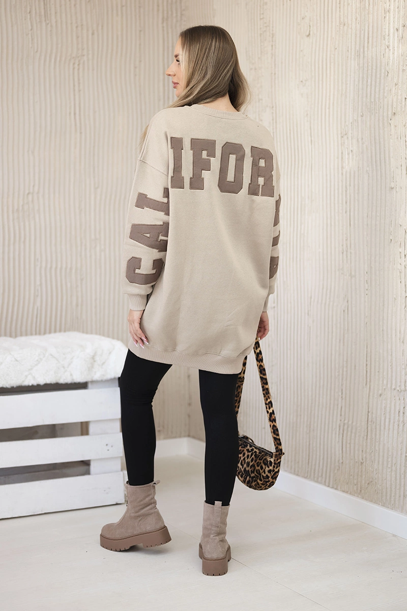 Insulated sweatshirt with California logo light beige