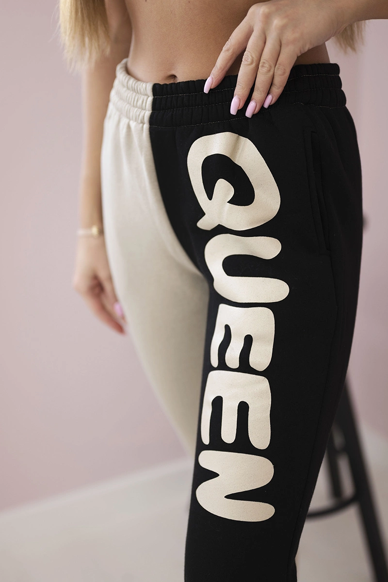 Kesi Women&#039;s sweatpants with QUEEN inscription black