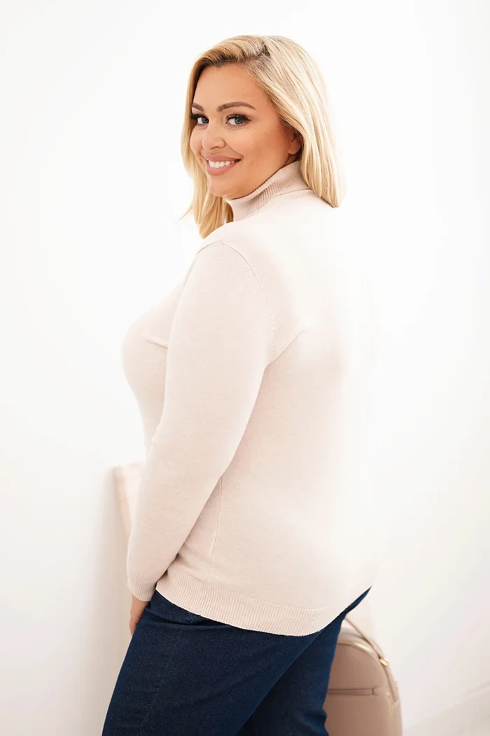 Kesi Włoski Plus Size women's sweater in classic cut viscose beige
