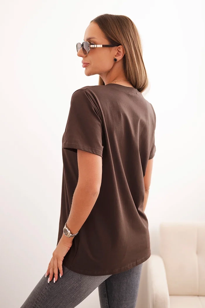 Polski Womens cotton blouse in a classic cut brown