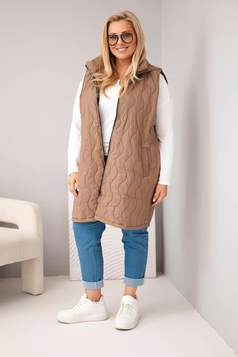 Dámska plus size vesty s kapucňou
