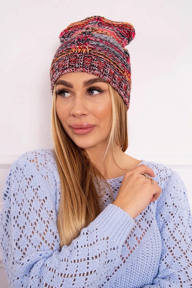 marka niezdefiniowana Fleecová čepice Klaudia K255 oranžová+červená