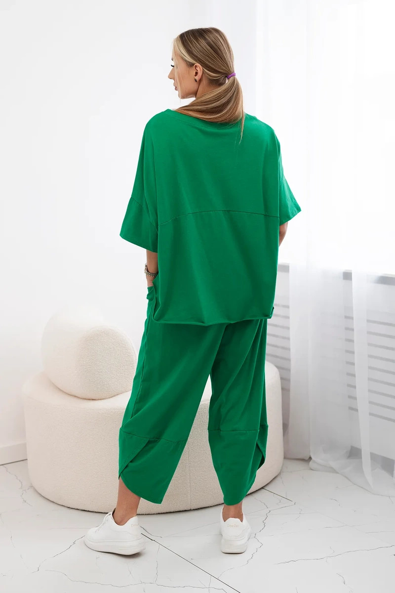 Kesi Włoski Cotton set blouse + trousers green