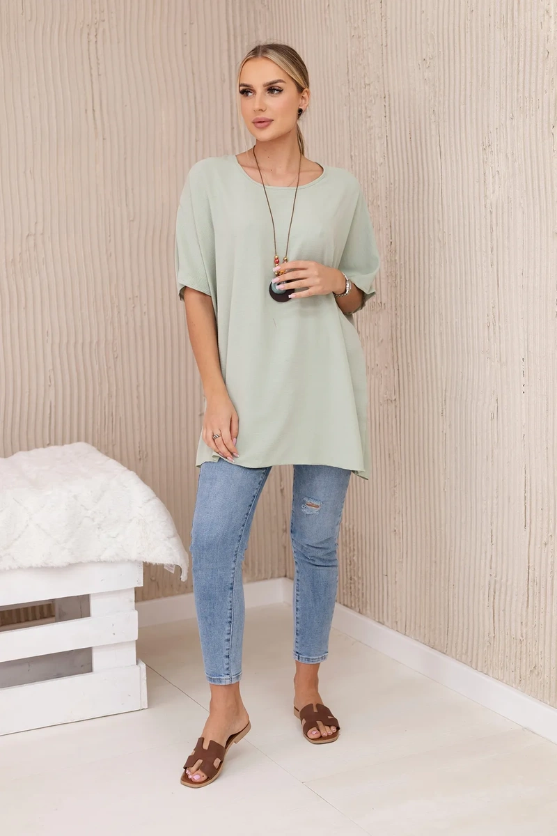 Kesi Włoski Oversized blouse with pendant light mint
