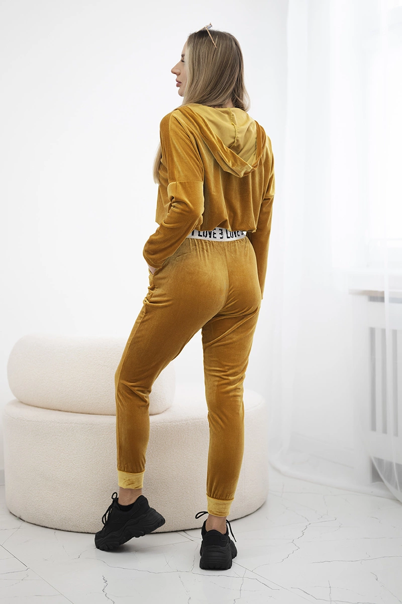 Velour set with mustard hood