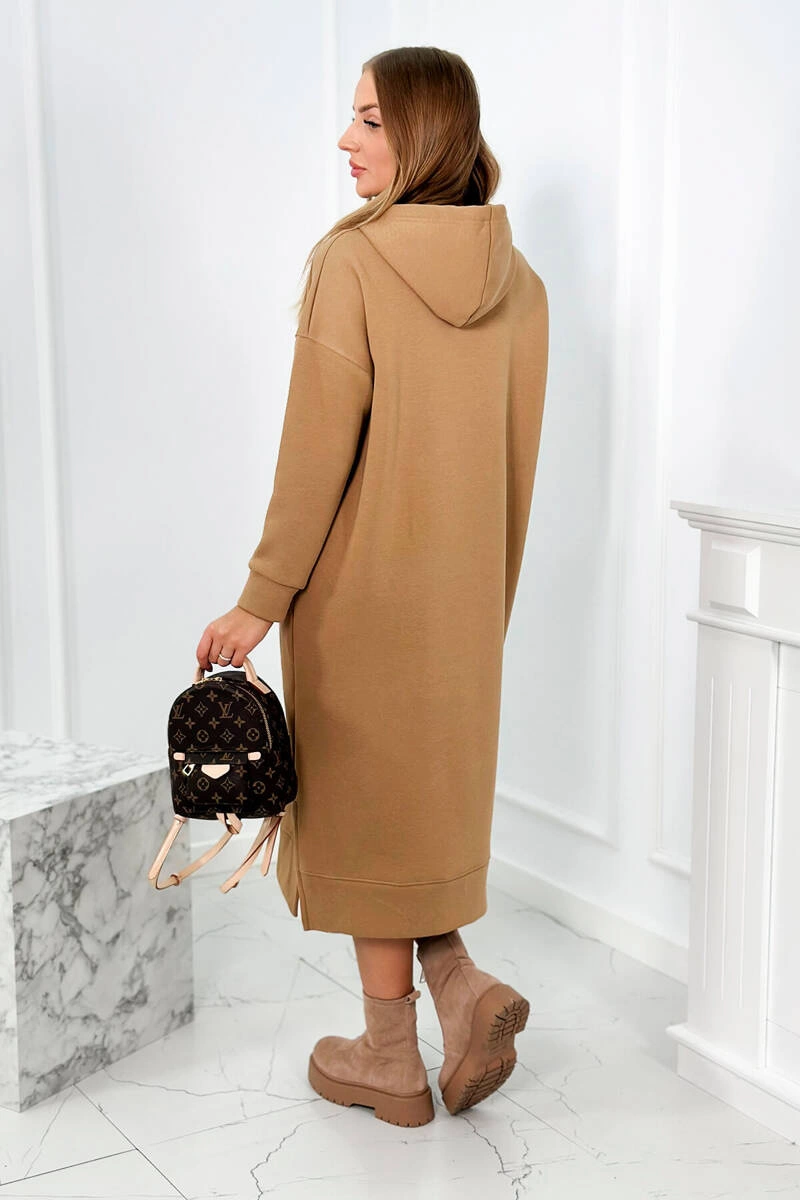 Long Camel Hooded Dress