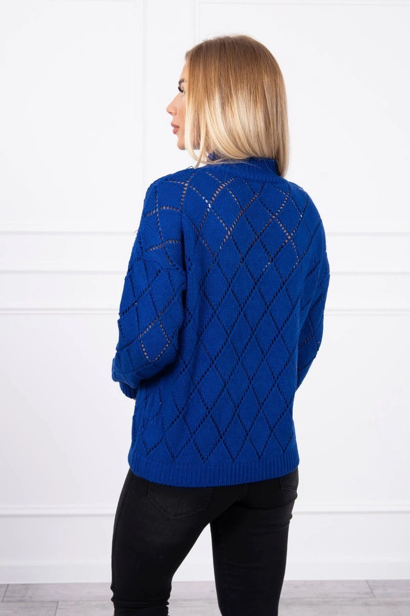 Kesi Sweater high neck with diamond pattern mauve blue