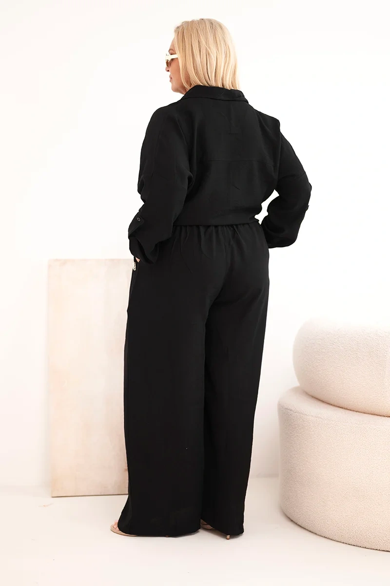 Plus size set s košeľou a širokými nohavicami