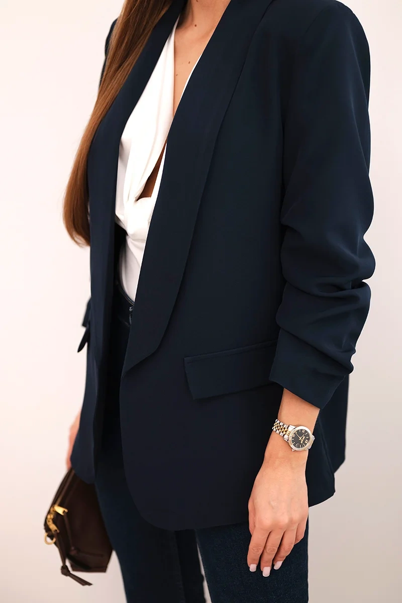 Elegant jacket with lapels in navy blue