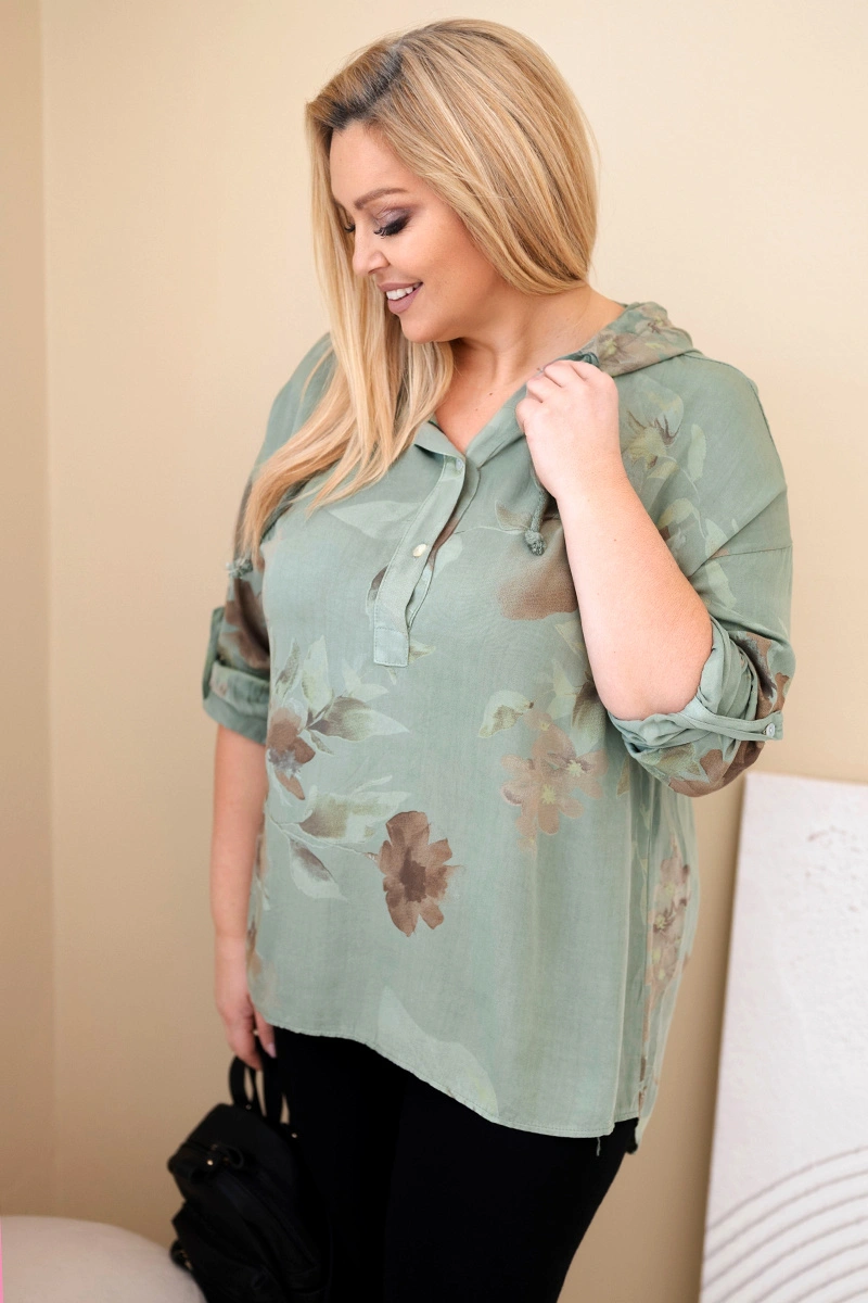 Kesi Włoski dámská plus size halenka s kapucí