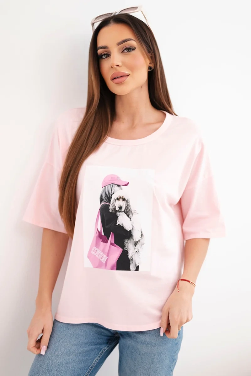 Дамски памучен топ с къс ръкав, голям размер Kesi Włoski