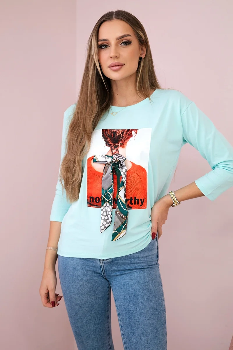 Blouse with 3D graphics Remarkable mint
