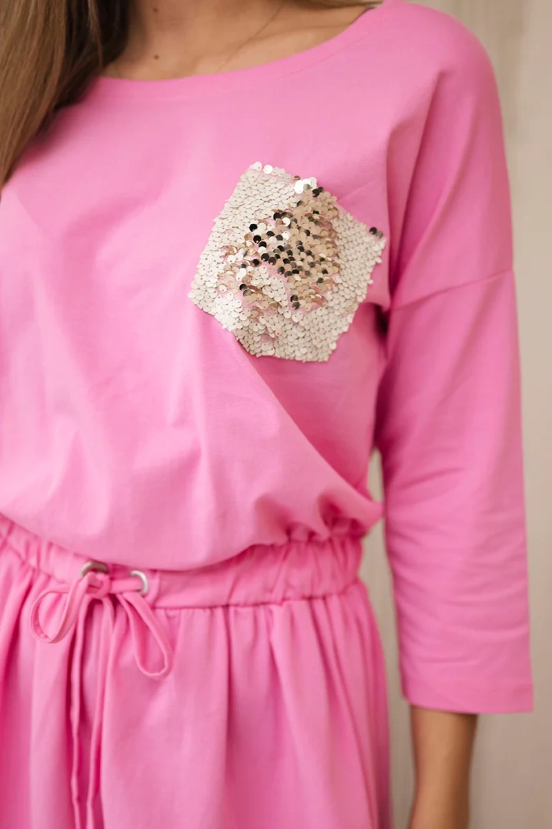 Dress with sequin pocket light pink
