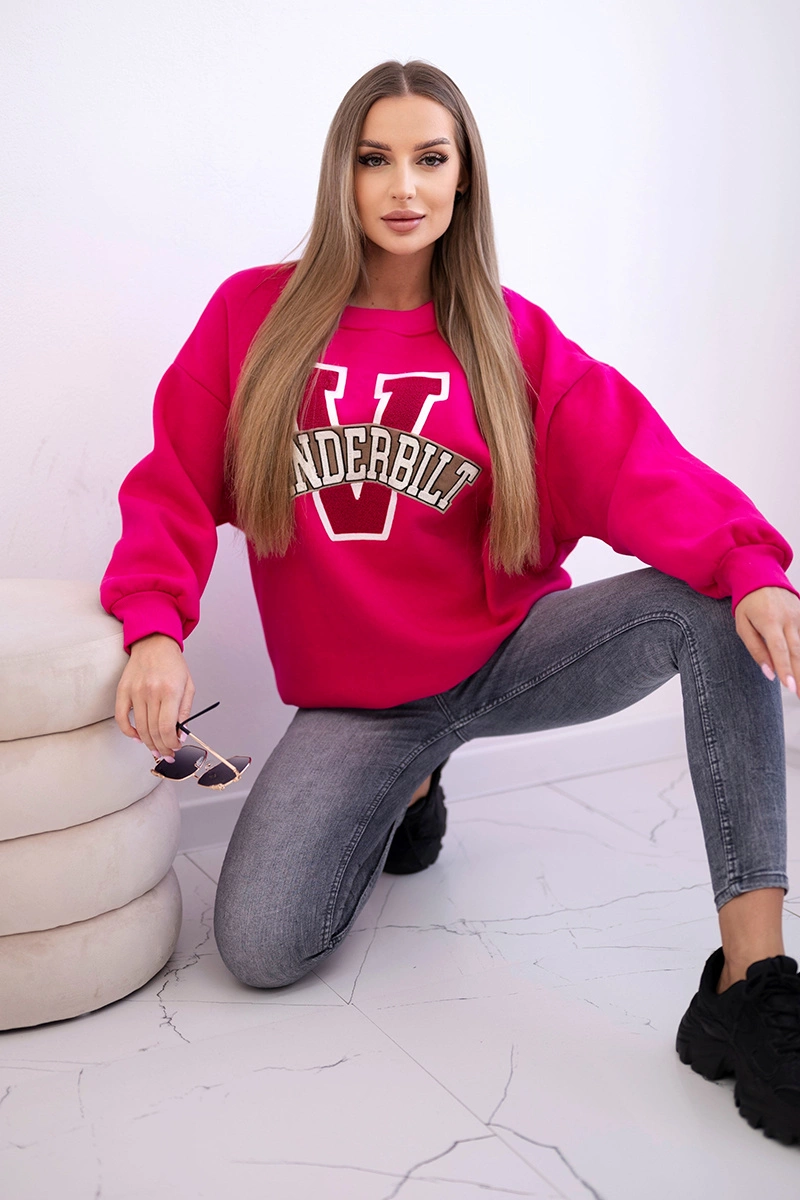 Kesi Dámská oversize mikina s nápisem Vanderbilt fuchsiová