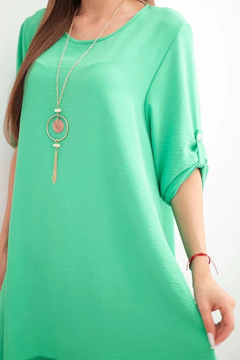 Set of blouse + trousers with pendant light green color