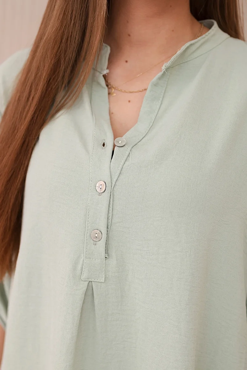 Blouse with a longer back dark mint