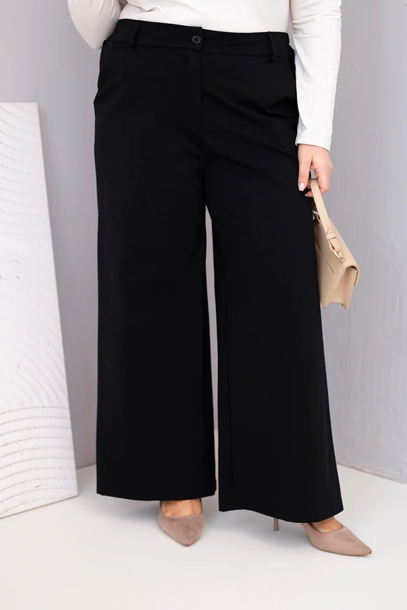 Plus size kalhoty s vysokým pasem