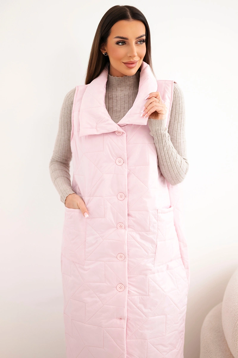 Дълъг ватиран елек с яка