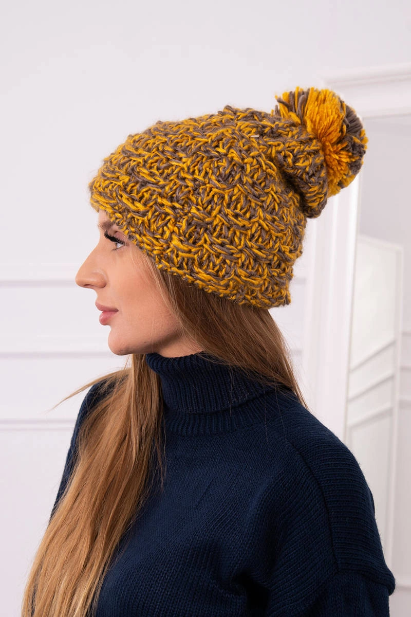 marka niezdefiniowana Cap with fleece Fiona K275 mustard + cappuccino
