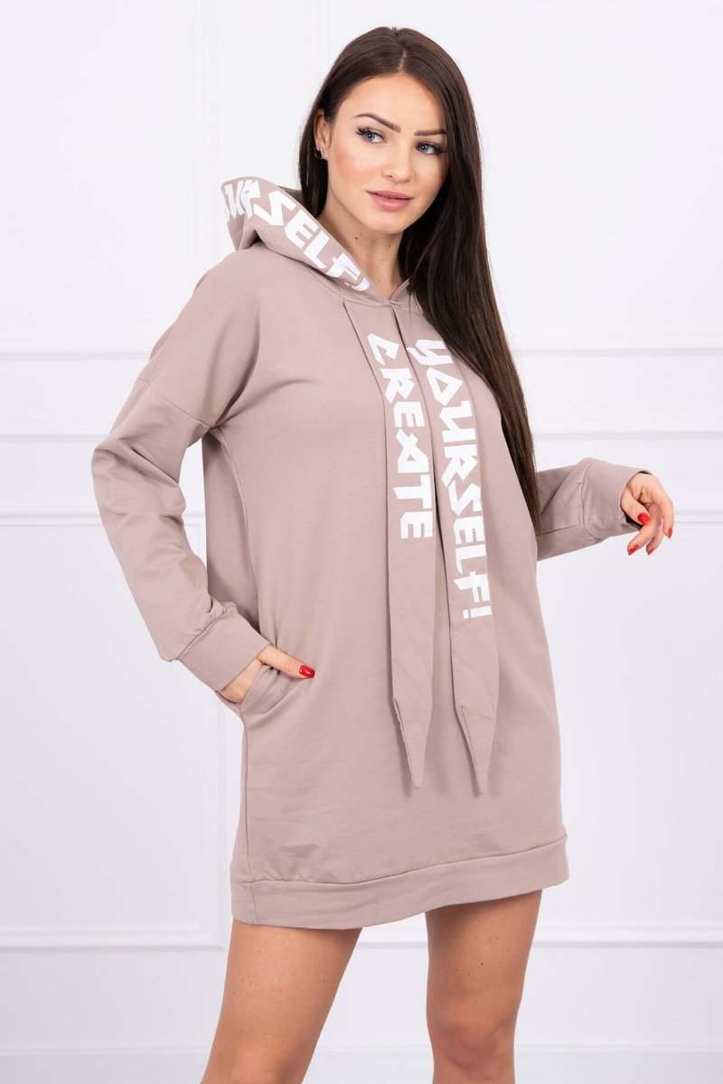 Oversize cappuccino hooded dress