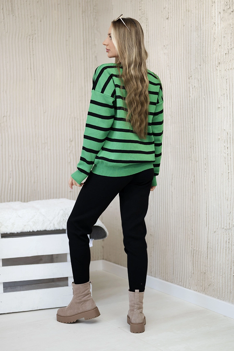 Sweater set Striped sweatshirt + Trousers green