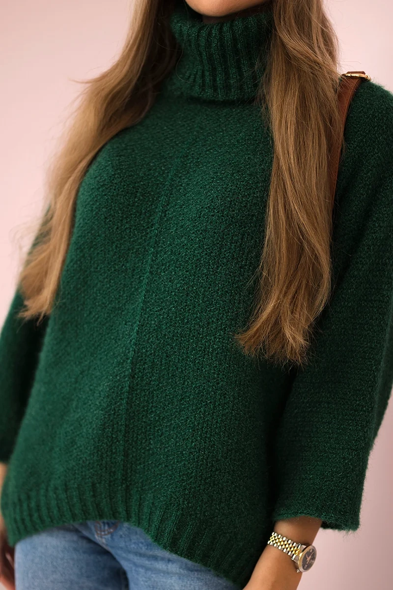 Kesi Włoski V-neck sweater ginger Ingwer dark green