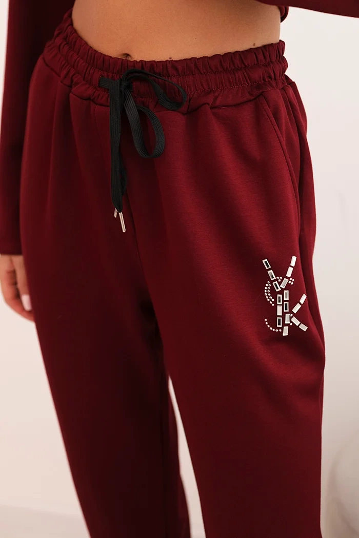 Kesi Włoski Women&#039;s set with viscose, decorated and with elastic pants burgundy