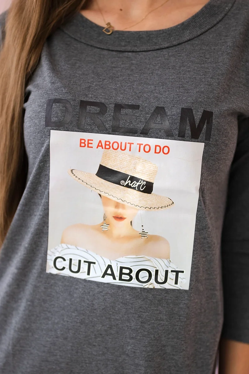 Dress with Dream graphite print